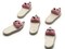 5 34mm White and Pink Teddy Bear Polymer Clay Miniature Slipper Charms